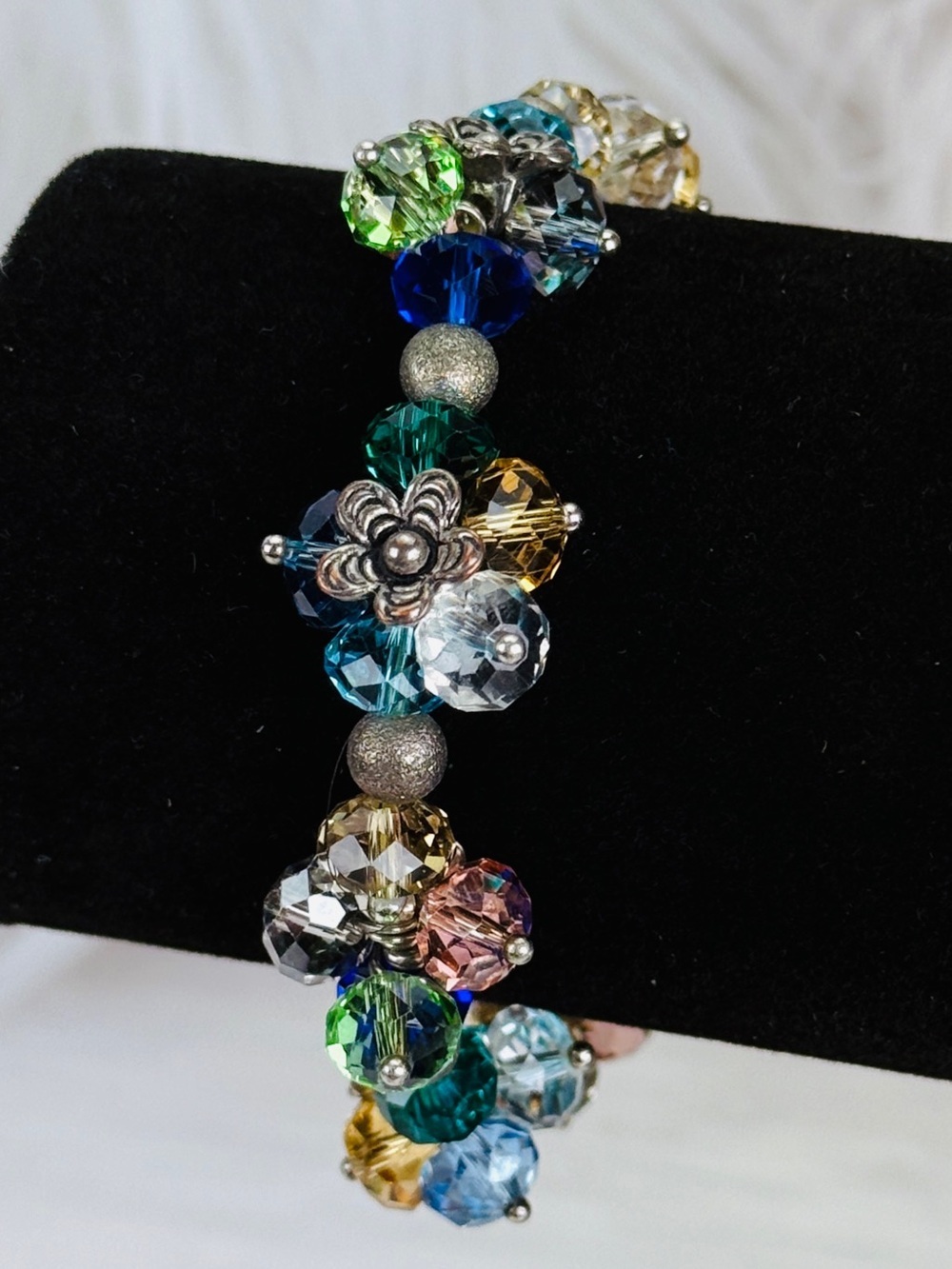 Beautiful blues reflective costume stretch bracelet